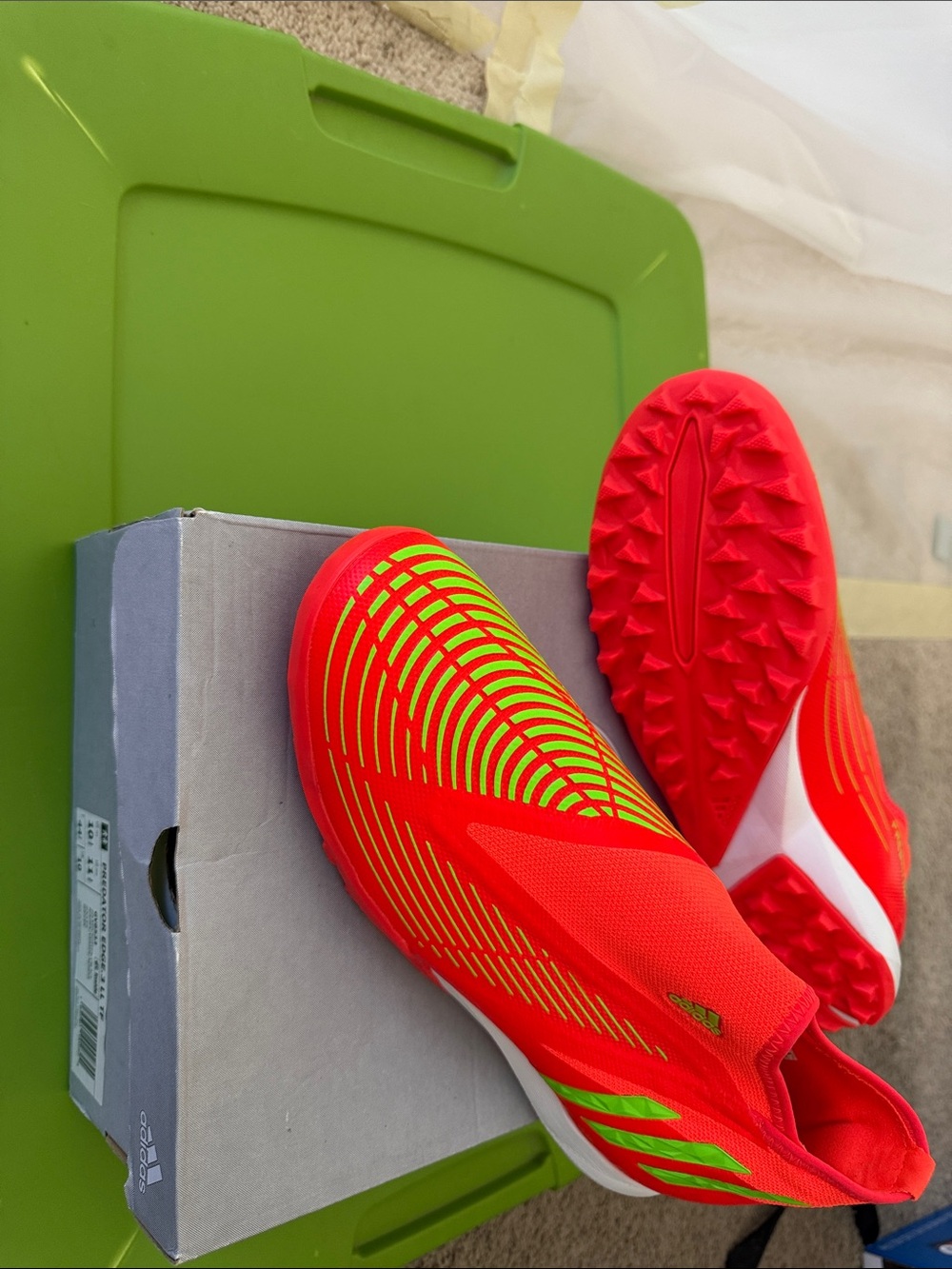 Mens Red/Neon Green Soccer Predator Edge .3 LL TF